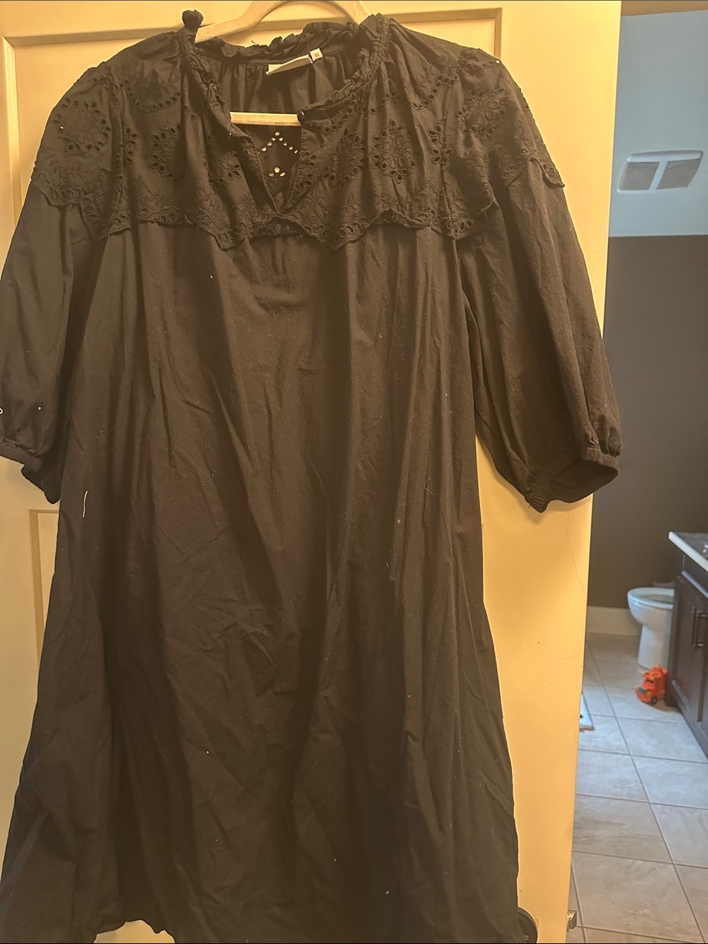 Black Eyelet Yoke Peasant Tunic Top - Timeless Lightweight Style